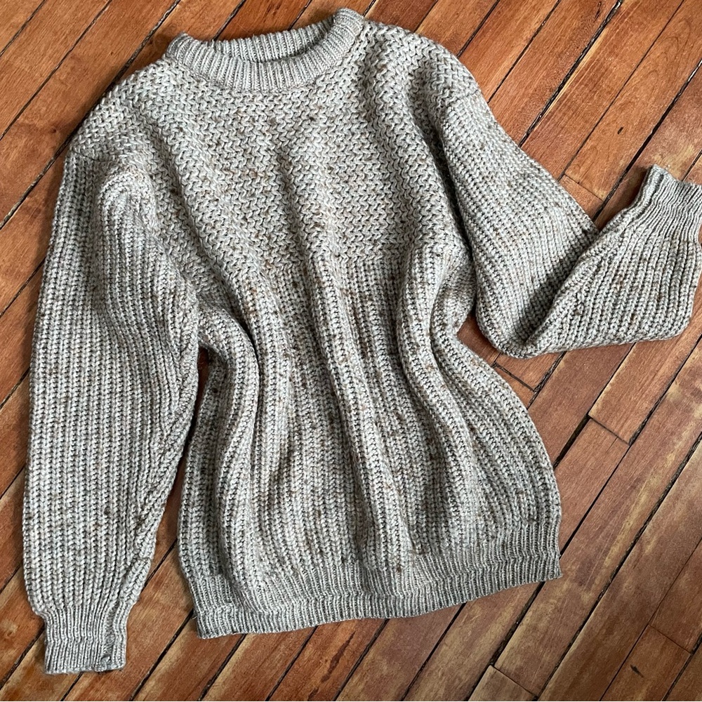 Vintage GRENADIER Mixed-Stitch Tweed Sweater | Oatmeal | Med - Picture 15 of 16